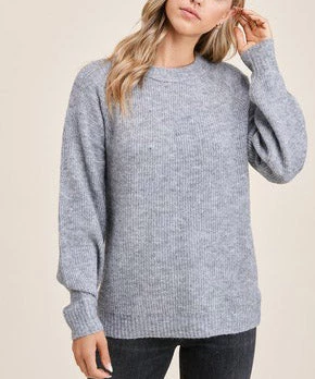 She She Boutique Crew Neck Sweater - Ivory OR Heather Grey - FINAL SALE CLOTHING 3 She She Boutique Crew Neck Sweater - Ivory OR Heather Grey - FINAL SALE CLOTHING