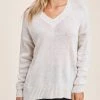 She She Boutique CLOTHING V-Neck Speckled Sweater - Ivory