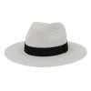 She She Boutique Straw Hat With Solid Black Band - White