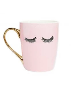 She She Boutique GIFTS Eyelashes Coffee Mug - Pink/Gold
