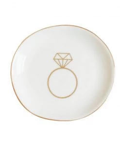 She She Boutique Engagment Ring Jewelry Dish - White/Gold GIFTS
