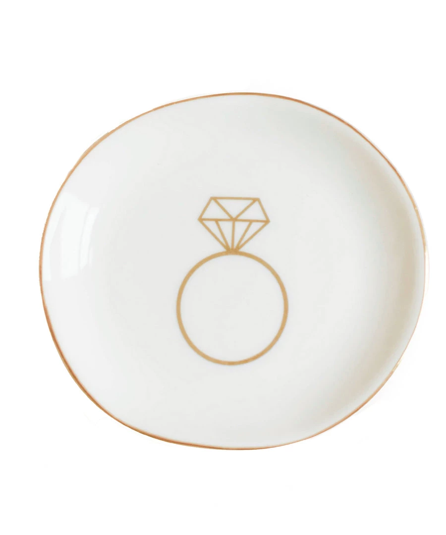 She She Boutique Engagment Ring Jewelry Dish - White/Gold GIFTS 3 She She Boutique Engagment Ring Jewelry Dish - White/Gold GIFTS