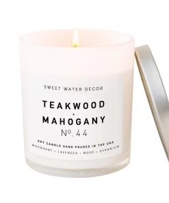 She She Boutique White Jar Candle - Teakwood And Mahogany