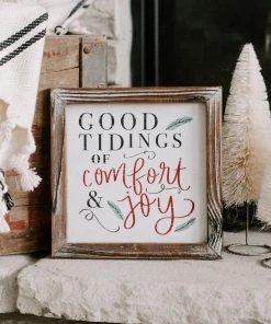 She She Boutique Good Tidings Wooden Sign, 8x8 - Cream GIFTS