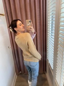 She She Boutique Color Block Star Sweater - Beige Multi CLOTHING