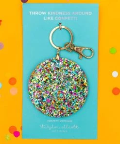She She Boutique GIFTS Confetti Circle Keychain - Gold/Multi