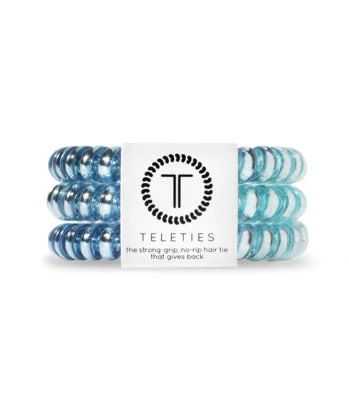 Teleties Small Coil Hair Tie Set - Blue Sapphire 3 Teleties Small Coil Hair Tie Set - Blue Sapphire
