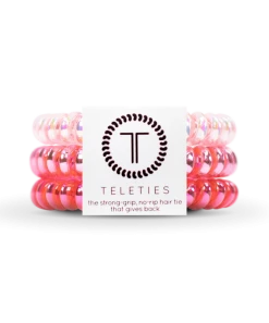 Teleties ACCESSORIES Small Coil Hair Tie Set - Think Pink