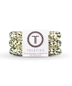 Teleties ACCESSORIES Small Coil Hair Tie Set- Snow Leopard