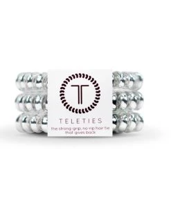 She She Boutique Small Coil Hair Tie Set - Electric Silver ACCESSORIES