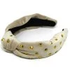 She She Boutique ACCESSORIES Gold Stud Top Knot Headband - Tan