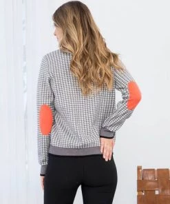 She She Boutique CLOTHING Houndstooth Sweater - Gray