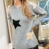 She She Boutique Star Sweater - Heather Gray