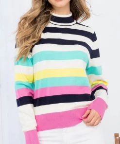 She She Boutique CLOTHING Stripe Top - Cream Multi
