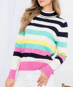 She She Boutique CLOTHING Stripe Top - Cream Multi