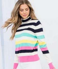 She She Boutique CLOTHING Stripe Top - Cream Multi