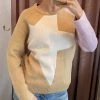 She She Boutique Color Block Star Sweater - Beige Multi CLOTHING
