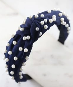 She She Boutique Pearl Headband - Black OR Navy ACCESSORIES