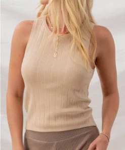 She She Boutique Sleeveless Knit Top - Black, Oatmeal OR White