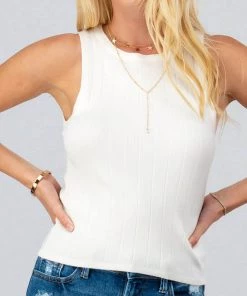 She She Boutique Sleeveless Knit Top - Black, Oatmeal OR White