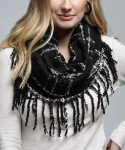 She She Boutique Plaid Infinity Scarf - Black ACCESSORIES