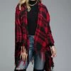She She Boutique Hooded Poncho - Red/Black - FINAL SALE