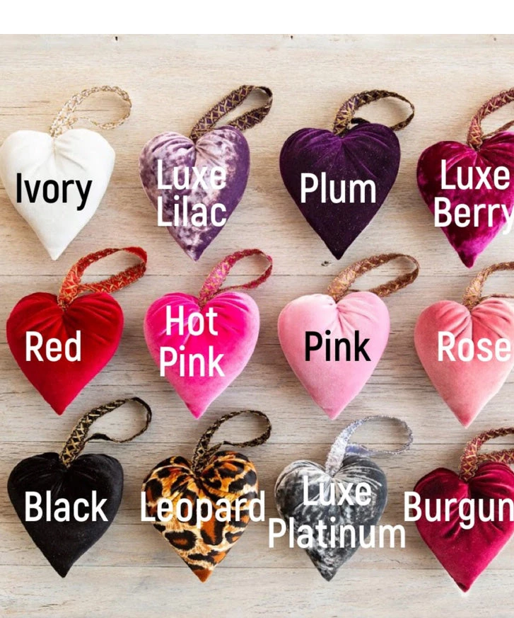She She Boutique GIFTS Velvet Decor Heart - Ivory, Red, Luxe Berry, Luxe Platinum OR Rose 6 She She Boutique GIFTS Velvet Decor Heart - Ivory, Red, Luxe Berry, Luxe Platinum OR Rose