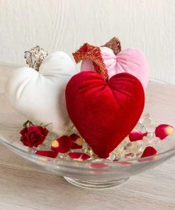 She She Boutique GIFTS Velvet Decor Heart - Ivory, Red, Luxe Berry, Luxe Platinum OR Rose