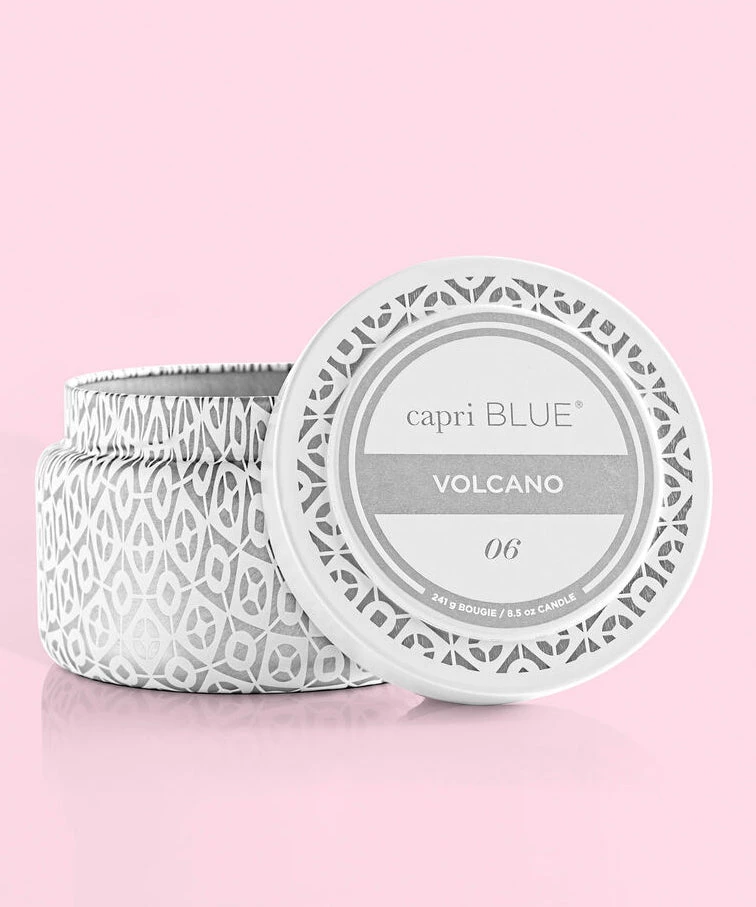 Capri Blue Printed Travel Tin Candle - White, Volcano Scent 3 Capri Blue Printed Travel Tin Candle - White, Volcano Scent