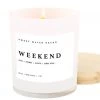 She She Boutique GIFTS White Jar Candle With Wood Lid - Weekend