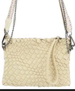 She She Boutique HANDBAGS Charlotte Hand Woven Neoprene Crossbody Bag - Tan