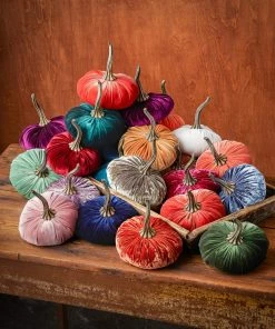 She She Boutique Large Velvet Pumpkins - Gold, Ivory, Brass, Orange, Sand, Olive OR Rust