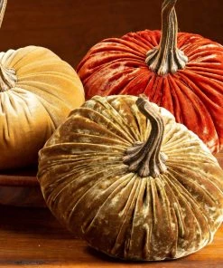 She She Boutique Large Velvet Pumpkins - Gold, Ivory, Brass, Orange, Sand, Olive OR Rust 12 She She Boutique Large Velvet Pumpkins - Gold, Ivory, Brass, Orange, Sand, Olive OR Rust