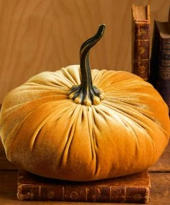 She She Boutique Extra Large Velvet Pumpkin - Gold, Harvest OR Ivory